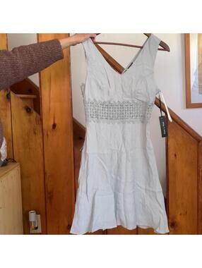 Doe & Rae pastel green dress with crochet. Size S